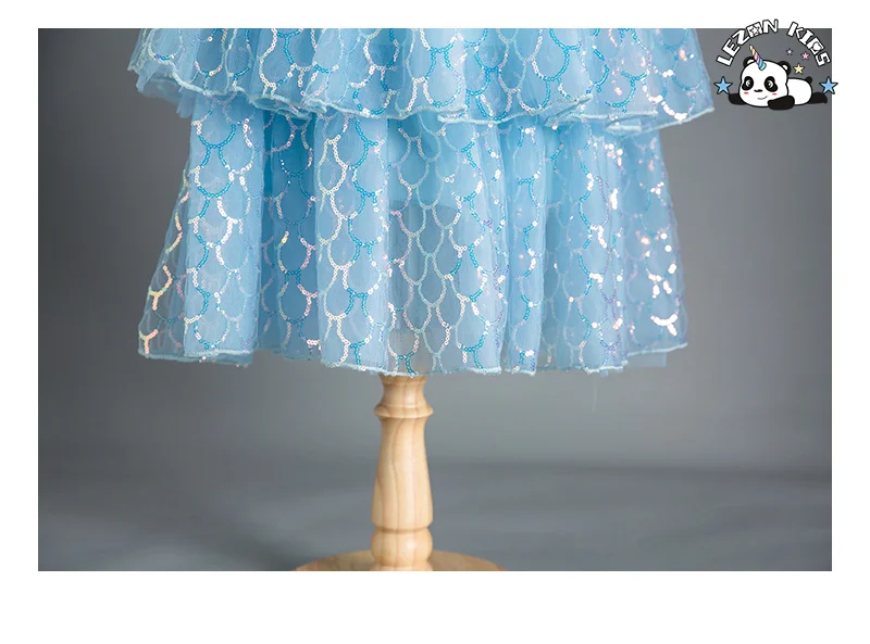 LEZONKIDS - Vestido de Princesa com Estilo Coreano Fashion Moderno e Malha Sequenciada para Meninas, Super Fada, Bolo